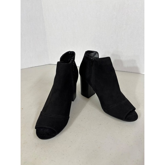 Apt 9 Shoes - Apt 9 Womens Black Suede Peep Toe Block‎ Heel Booties Ankle Boots size 10